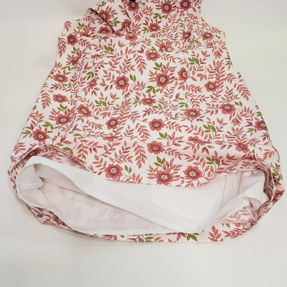 Charter Club Sheath Dress Women's Size 10 Cotton Pink Poppy Floral Zipper VTG - Picture 13 of 16